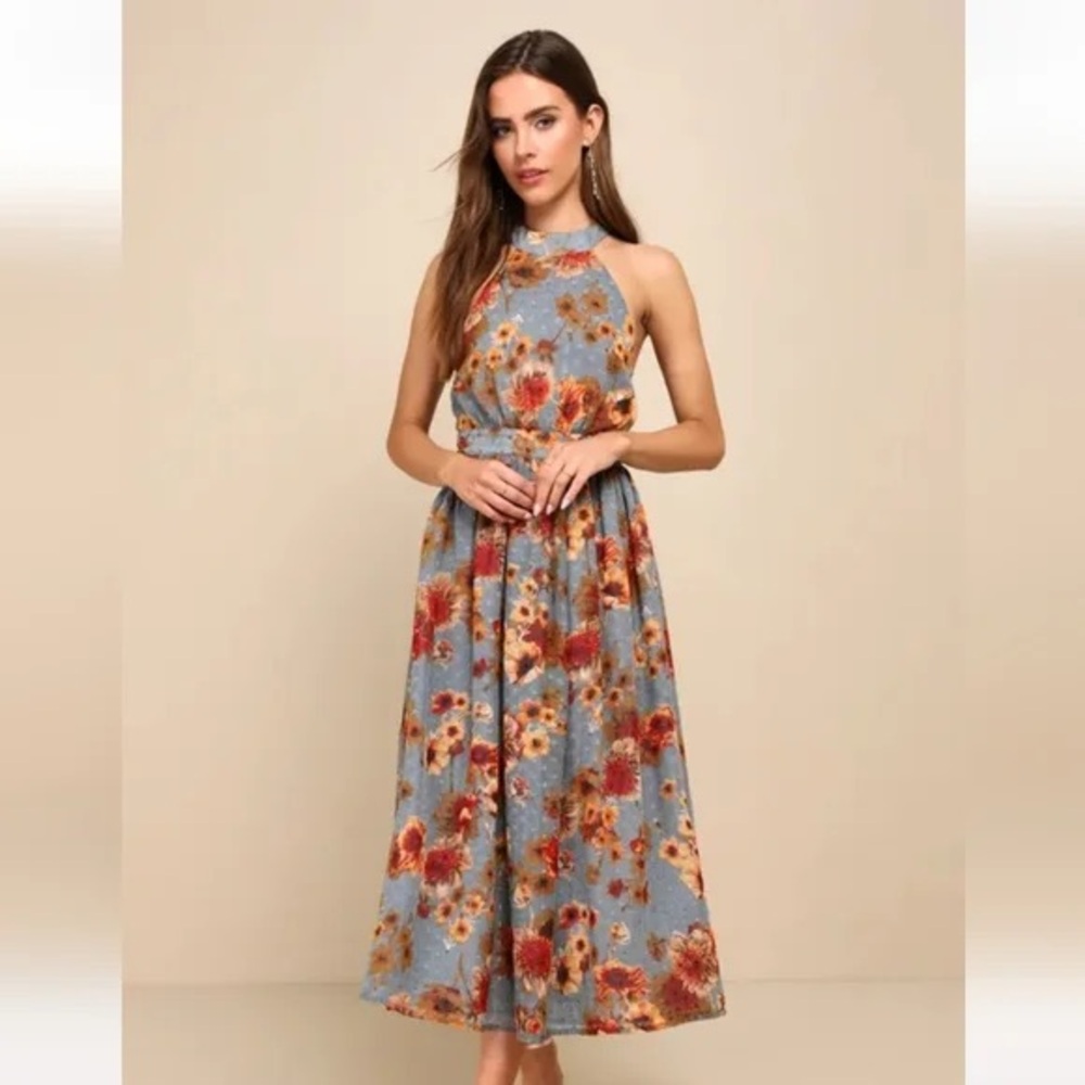 Floral Halter Neck Dress